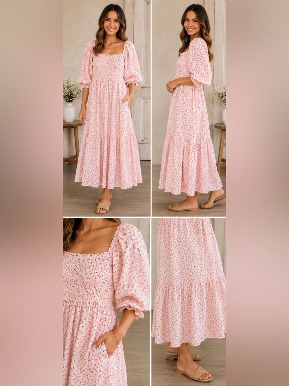 Pink Lily Pastel Pink Floral Maxi Skirt